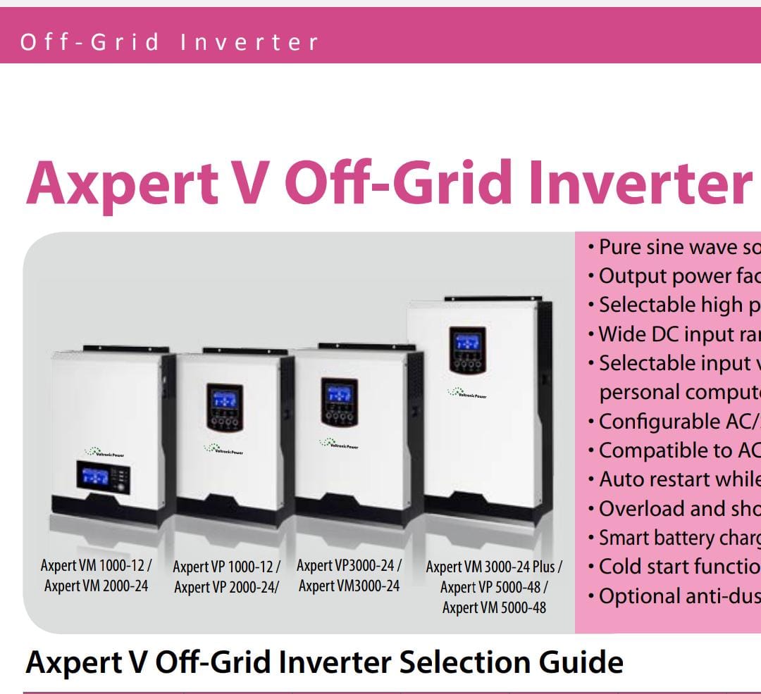 Inversor solar off grid 2Kw PWM AXPERT con cargador